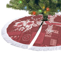 Kia Orana Cook Islands Tapa Floral With Cross Tree Skirt Crimson Red LT7 - Polynesian Pride