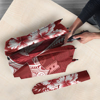 Kia Orana Cook Islands Tapa Floral With Cross Umbrella Crimson Red LT7 - Polynesian Pride