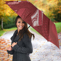 Kia Orana Cook Islands Tapa Floral With Cross Umbrella Crimson Red LT7 - Polynesian Pride