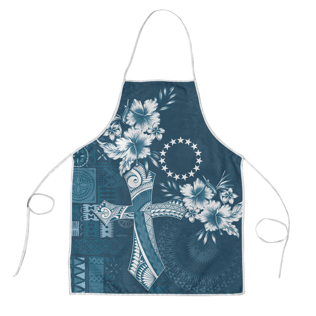 Kia Orana Cook Islands Tapa Floral With Cross Apron Navy Blue LT7 Navy Blue - Polynesian Pride
