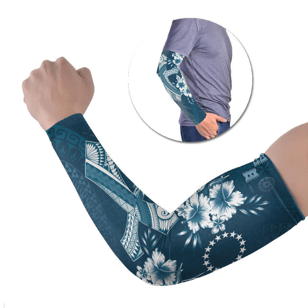 Kia Orana Cook Islands Tapa Floral With Cross Arm Sleeves Navy Blue LT7 Set of 2 Navy Blue - Polynesian Pride