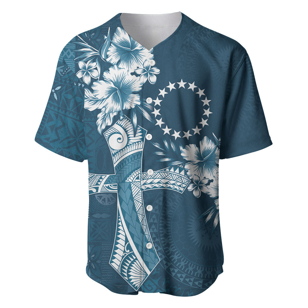 Kia Orana Cook Islands Tapa Floral With Cross Baseball Jersey Navy Blue LT7 Navy Blue - Polynesian Pride