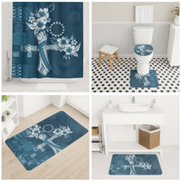 Kia Orana Cook Islands Tapa Floral With Cross Bathroom Set Navy Blue LT7 - Polynesian Pride