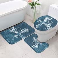 Kia Orana Cook Islands Tapa Floral With Cross Bathroom Set Navy Blue LT7 - Polynesian Pride