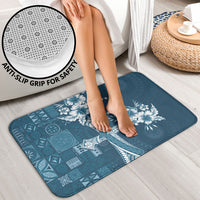 Kia Orana Cook Islands Tapa Floral With Cross Bathroom Set Navy Blue LT7 - Polynesian Pride