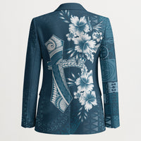 Kia Orana Cook Islands Tapa Floral With Cross Blazer Navy Blue