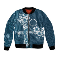 Kia Orana Cook Islands Tapa Floral With Cross Bomber Jacket Navy Blue LT7 Unisex Navy Blue - Polynesian Pride