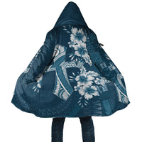 Kia Orana Cook Islands Tapa Floral With Cross Cloak Navy Blue LT7 Unisex Navy Blue - Polynesian Pride