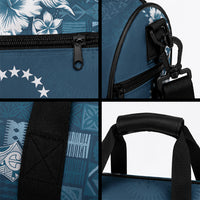 Kia Orana Cook Islands Tapa Floral With Cross Duffle Bag Navy Blue LT7 - Polynesian Pride