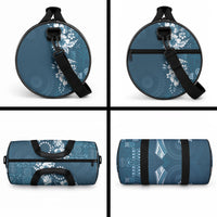Kia Orana Cook Islands Tapa Floral With Cross Duffle Bag Navy Blue LT7 - Polynesian Pride