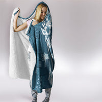 Kia Orana Cook Islands Tapa Floral With Cross Hooded Blanket Navy Blue LT7 - Polynesian Pride