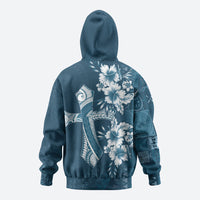 Kia Orana Cook Islands Tapa Floral With Cross Hoodie Navy Blue LT7 - Polynesian Pride
