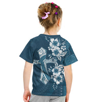 Kia Orana Cook Islands Tapa Floral With Cross Kid T Shirt Navy Blue LT7 - Polynesian Pride