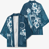 Kia Orana Cook Islands Tapa Floral With Cross Kimono Navy Blue LT7 - Polynesian Pride