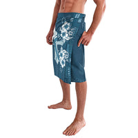Kia Orana Cook Islands Tapa Floral With Cross Lavalava Navy Blue LT7 - Polynesian Pride