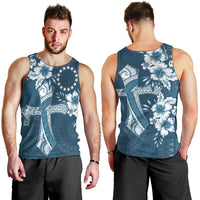 Kia Orana Cook Islands Tapa Floral With Cross Men Tank Top Navy Blue LT7 - Polynesian Pride