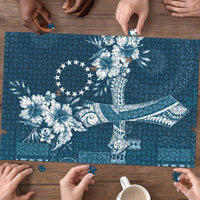Kia Orana Cook Islands Tapa Floral With Cross Puzzle Navy Blue LT7 - Polynesian Pride