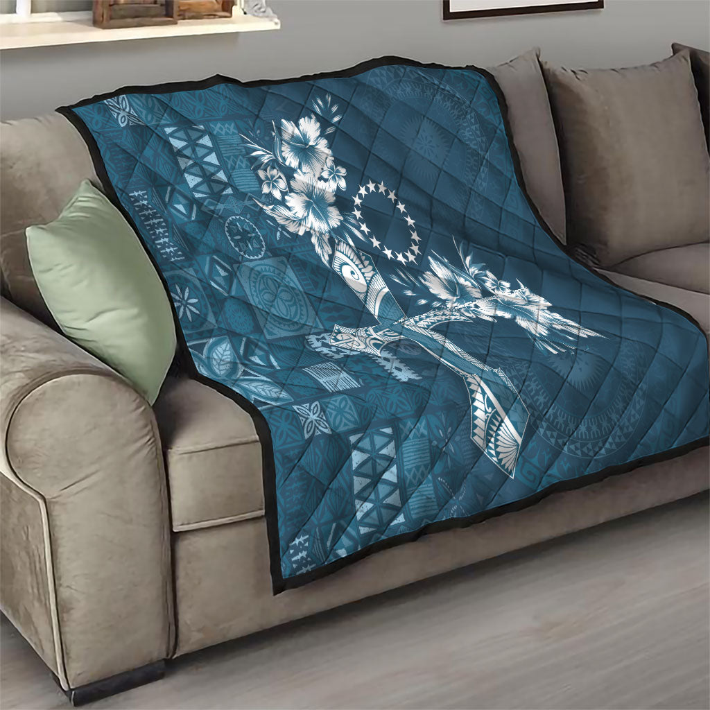 Kia Orana Cook Islands Tapa Floral With Cross Quilt Navy Blue LT7 - Polynesian Pride