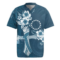 Kia Orana Cook Islands Tapa Floral With Cross Rugby Jersey Navy Blue LT7 Navy Blue - Polynesian Pride