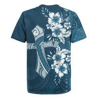 Kia Orana Cook Islands Tapa Floral With Cross Rugby Jersey Navy Blue LT7 - Polynesian Pride