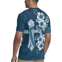 Kia Orana Cook Islands Tapa Floral With Cross Rugby Jersey Navy Blue LT7 - Polynesian Pride