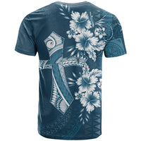 Kia Orana Cook Islands Tapa Floral With Cross T Shirt Navy Blue LT7 - Polynesian Pride