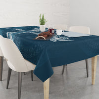 Kia Orana Cook Islands Tapa Floral With Cross Tablecloth Navy Blue LT7 - Polynesian Pride