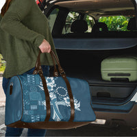 Kia Orana Cook Islands Tapa Floral With Cross Travel Bag Navy Blue LT7 - Polynesian Pride