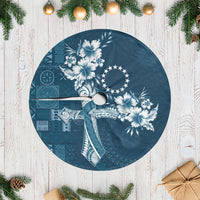 Kia Orana Cook Islands Tapa Floral With Cross Tree Skirt Navy Blue LT7 Casual Navy Blue - Polynesian Pride