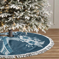 Kia Orana Cook Islands Tapa Floral With Cross Tree Skirt Navy Blue LT7 - Polynesian Pride