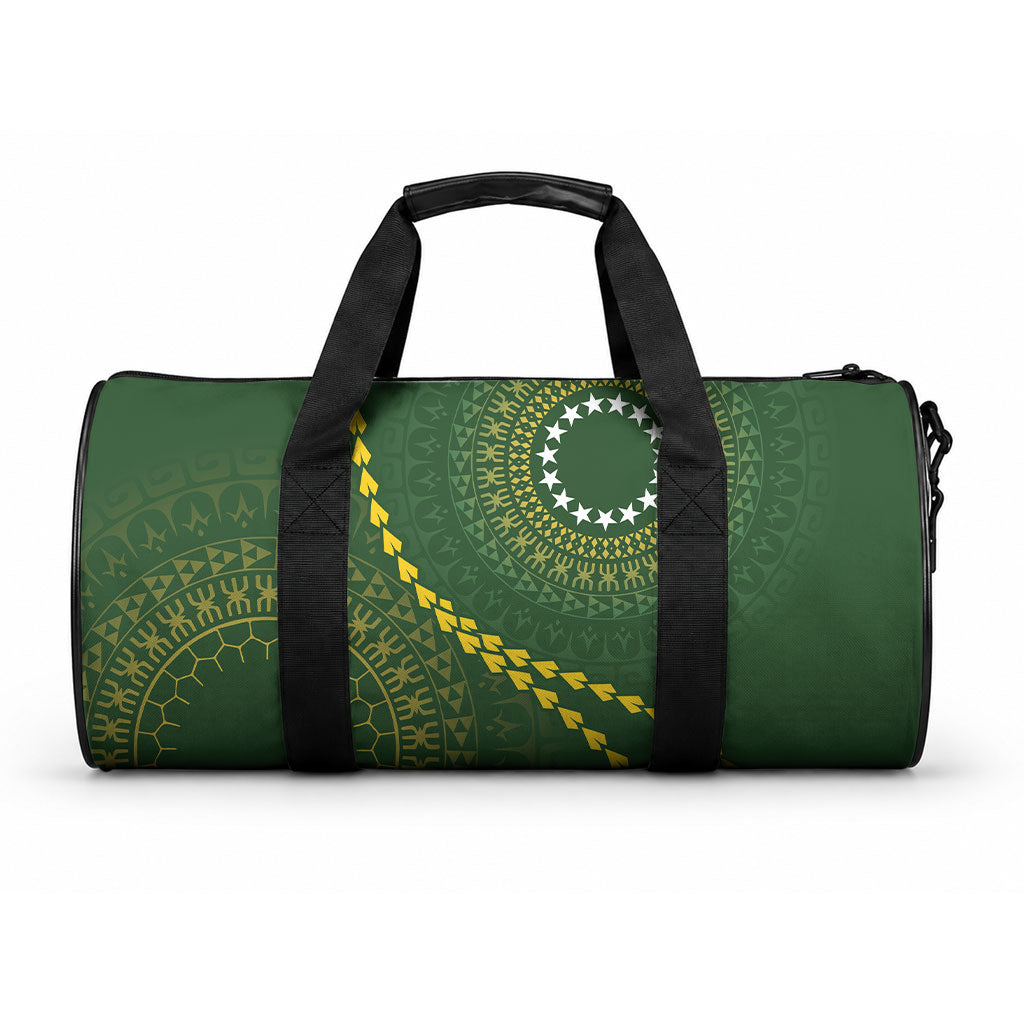 Cook Islands Rugby Duffle Bag Kuki Tapa Motifs - Medallion Of Stars LT7 One size Dark Green - Polynesian Pride