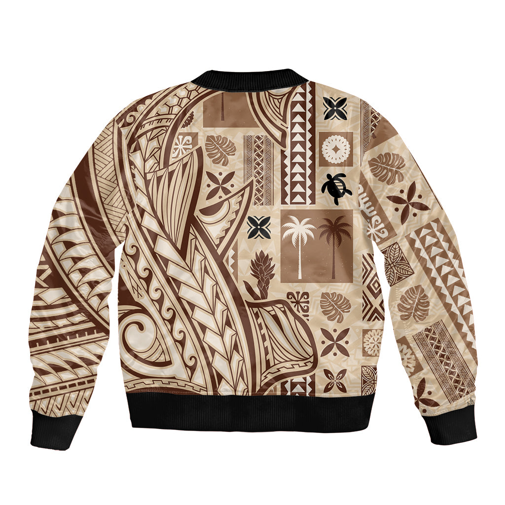Samoa Tapa Bomber Jacket Siapo Mix Tatau Patterns LT7 - Polynesian Pride