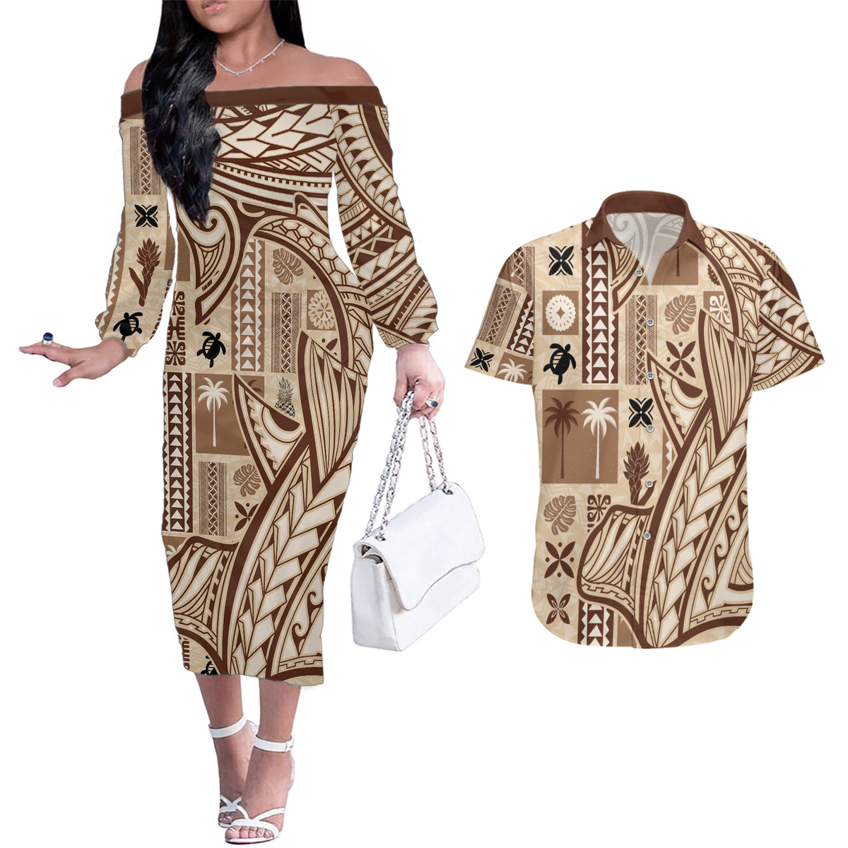 samoa-tapa-couples-matching-off-the-shoulder-long-sleeve-dress-and-hawaiian-shirt-siapo-mix-tatau-patterns