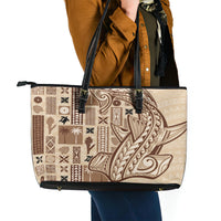 Samoa Tapa Leather Tote Bag - Siapo Mix Tatau Patterns LT7 - Polynesian Pride