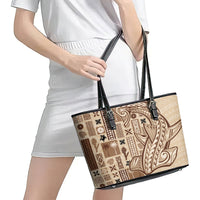 Samoa Tapa Leather Tote Bag - Siapo Mix Tatau Patterns LT7 - Polynesian Pride