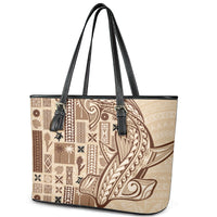 Samoa Tapa Leather Tote Bag - Siapo Mix Tatau Patterns LT7 - Polynesian Pride
