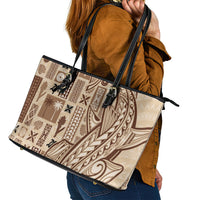 Samoa Tapa Leather Tote Bag - Siapo Mix Tatau Patterns LT7 - Polynesian Pride