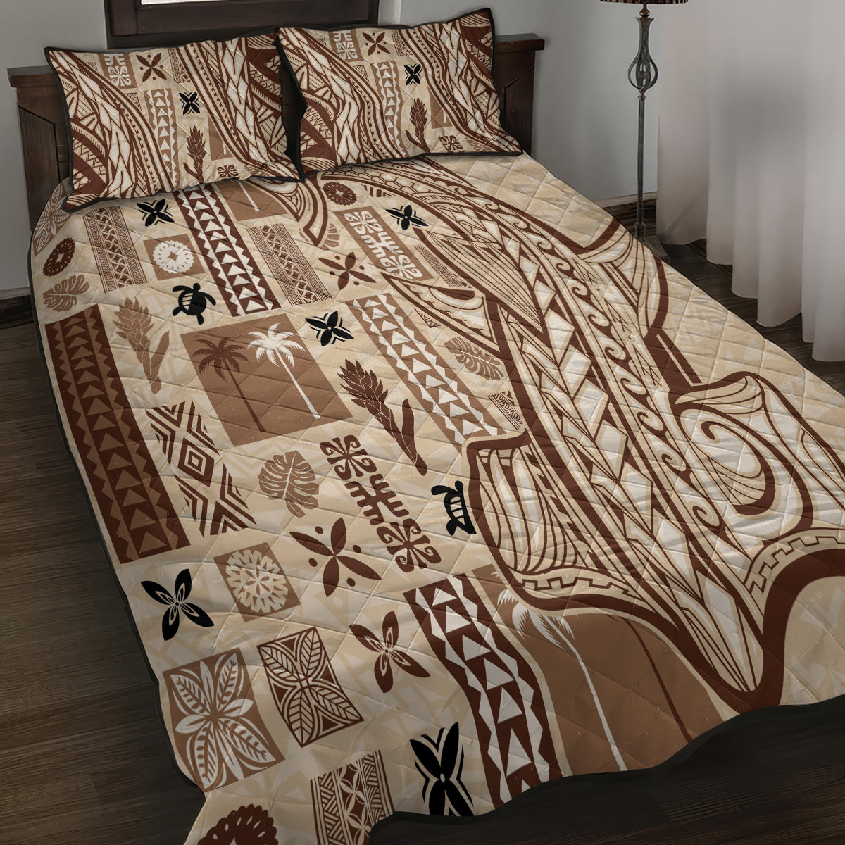 Samoa Tapa Quilt Bed Set Siapo Mix Tatau Patterns LT7 - Polynesian Pride