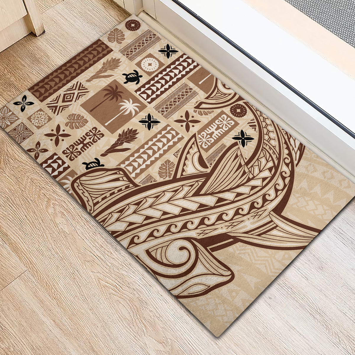 Samoa Tapa Rubber Doormat Siapo Mix Tatau Patterns LT7 - Polynesian Pride