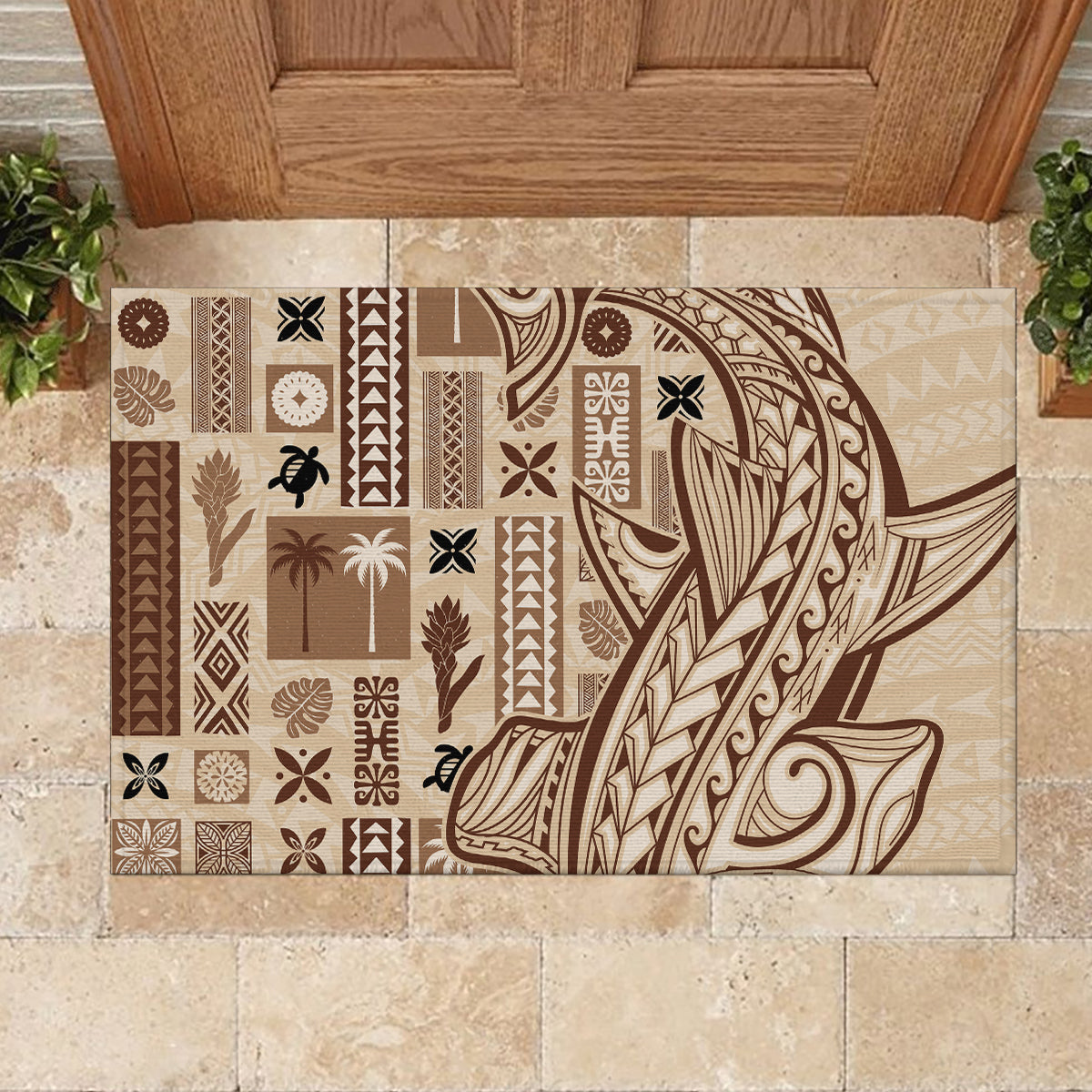 Samoa Tapa Rubber Doormat Siapo Mix Tatau Patterns LT7 - Polynesian Pride