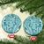 Samoa Tapa Ceramic Ornament Siapo Mix Tatau Patterns - Teal LT7 Circle Teal - Polynesian Pride