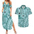 Samoa Tapa Couples Matching Summer Maxi Dress and Hawaiian Shirt Siapo Mix Tatau Patterns - Teal LT7 Teal - Polynesian Pride