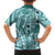 Samoa Tapa Family Matching Off Shoulder Maxi Dress and Hawaiian Shirt Siapo Mix Tatau Patterns - Teal LT7 - Polynesian Pride