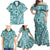 Samoa Tapa Family Matching Off Shoulder Maxi Dress and Hawaiian Shirt Siapo Mix Tatau Patterns - Teal LT7 - Polynesian Pride