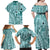 Samoa Tapa Family Matching Off Shoulder Maxi Dress and Hawaiian Shirt Siapo Mix Tatau Patterns - Teal LT7 - Polynesian Pride