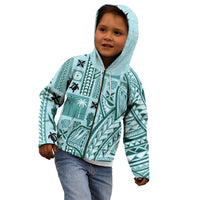 Samoa Tapa Kid Hoodie Siapo Mix Tatau Patterns - Teal LT7 - Polynesian Pride