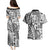 Samoa Tapa Couples Matching Puletasi Dress and Hawaiian Shirt Siapo Mix Tatau Patterns - White LT7 - Polynesian Pride