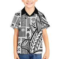 Samoa Tapa Kid Hawaiian Shirt Siapo Mix Tatau Patterns - White LT7 Kid White - Polynesian Pride