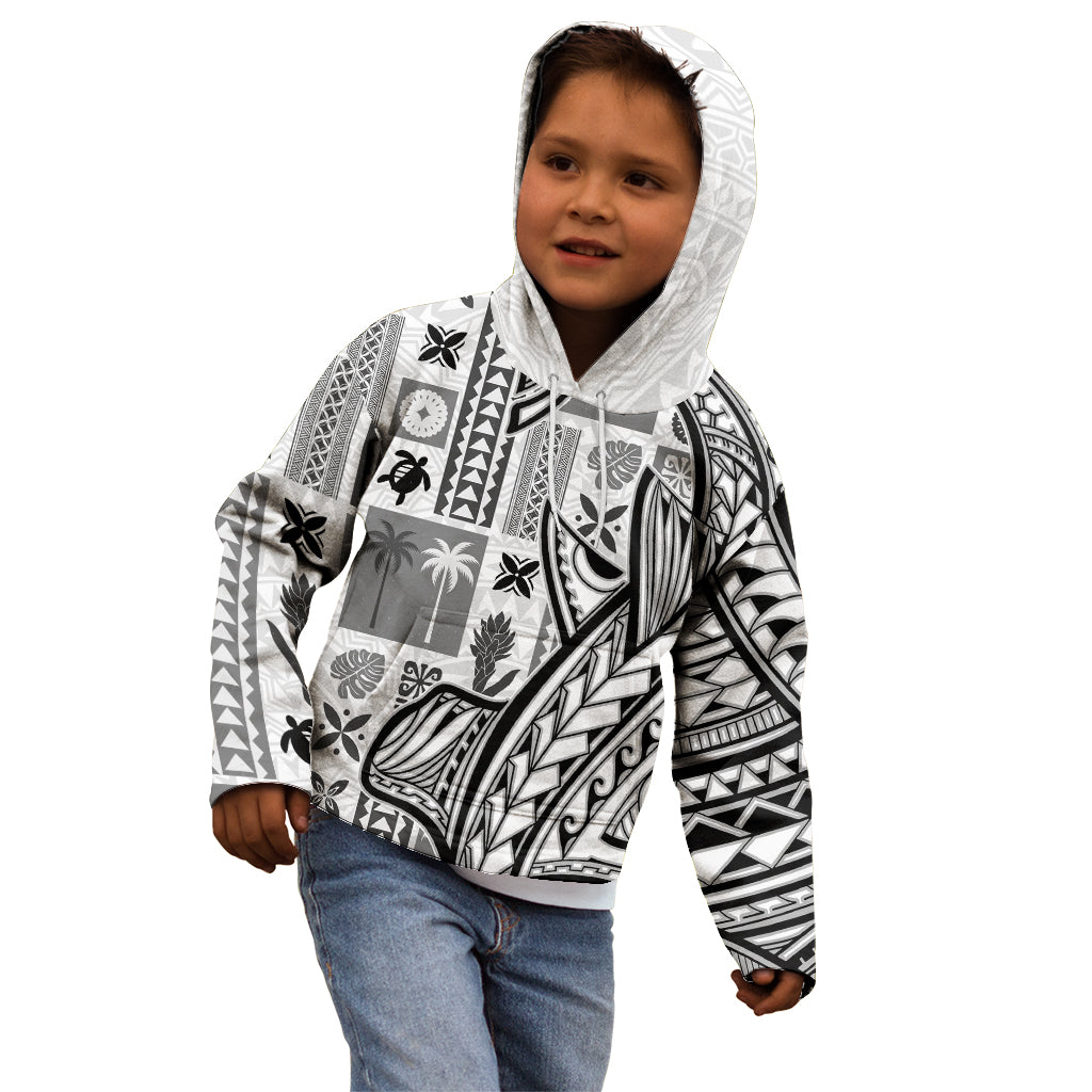 Samoa Tapa Kid Hoodie Siapo Mix Tatau Patterns - White LT7 - Polynesian Pride