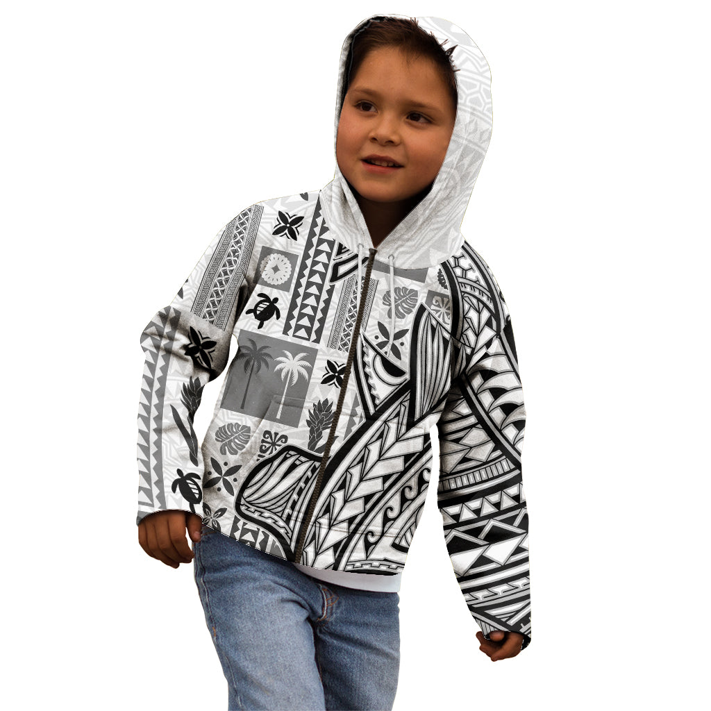 Samoa Tapa Kid Hoodie Siapo Mix Tatau Patterns - White LT7 - Polynesian Pride